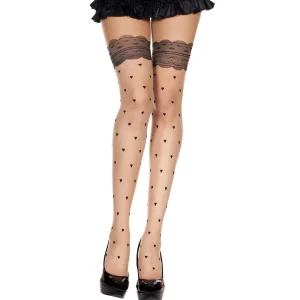 meia calça pele efeito ilusão ligas renda pretas corações pretos sensual ousada fantasia nylon elastano transparente confortável