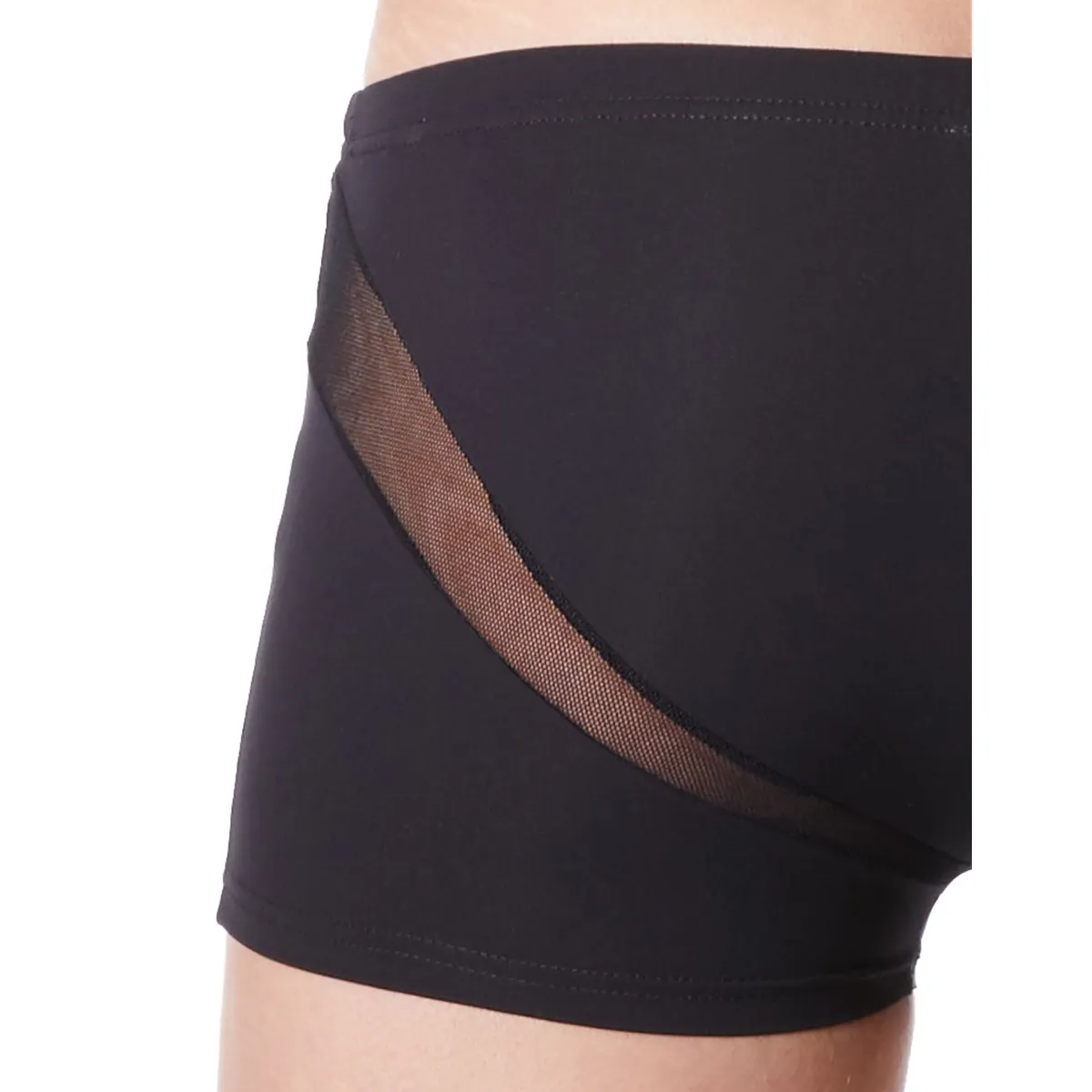 boxer preto sexy glamouroso confortável suave tecido poliéster elastano malha fina V frente costas corte sensual - Image 4