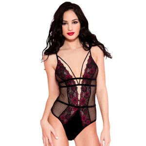 body preto renda floral bordas pontas rosas ornamentos busto tule transparente sublime sexy glamouroso ajustado elastano