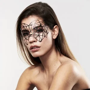 máscara facial preta vinil confortável leve flexível sensual provocante misteriosa elegante adesivos reutilizáveis adesiva ajuste seguro noite festa íntima