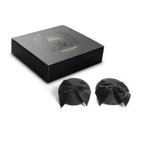 cobertura seios burlesca tapa mamilos laços cetim lantejoulas preto sensual sedutora elegante autoadesiva brilho vintage glamour