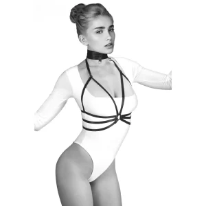 arnês corpo ornamentos elásticos Julia nu lingerie decoração roupas busto preto extensível ajustável poliéster múltiplos ajustes sensual feminino versátil