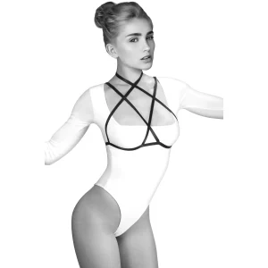 Arnês corporal ornamentos elásticos Lola nu lingerie decoração roupas busto preto ajustável múltiplos ajustes poliéster sensual
