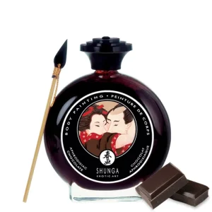 pintura corporal beijável comestível chocolate amargo saboroso textura sedosa secagem rápida lambidas frasco 100ml pincel incluso