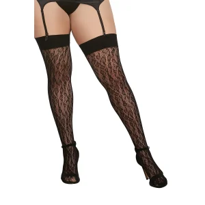 meia calça preta tamanho grande rede padrão leopardo parte superior coxa faixa lisa tanga não incluída nylon elastano confortável resistente