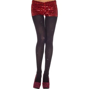 meia calça preta opaca brilho pequenos incrustados frontal pernas sedosa macia elástica confortável nylon elastano elegante