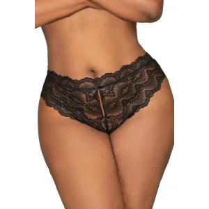 tanga renda preta tamanho grande aberta virilha tiras costas elástico nylon elastano conforto sensual transparência ajuste regulável cintura