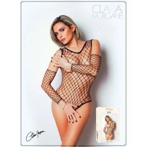 body preto fino rede extensível ajustável sensual transparente texturizado linhas finas polainas destacáveis realça silhueta poliamida elastano coleção