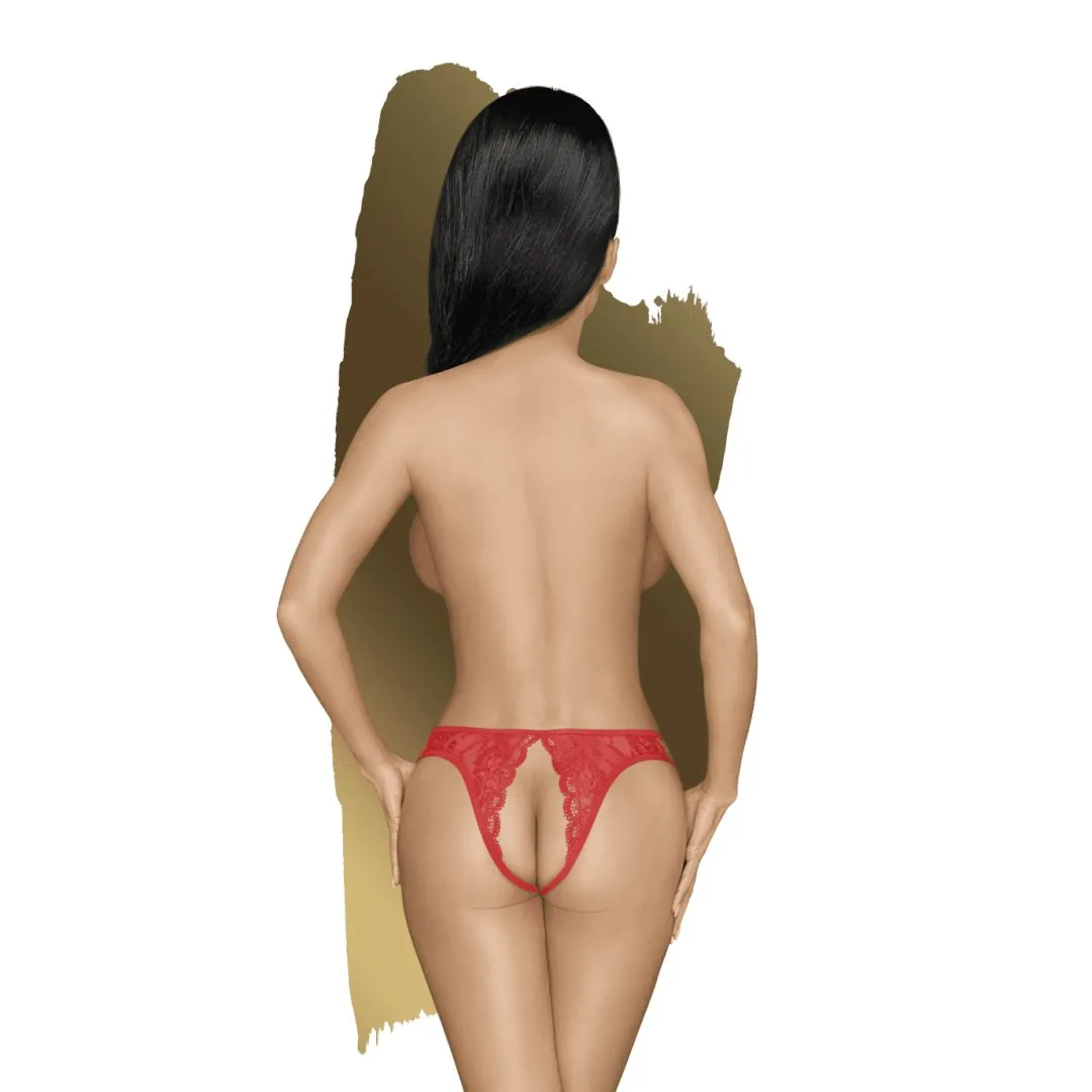 calcinha fio dental aberto vermelho renda delicada alta qualidade romântico atrevido floral laço sensual provocante festiva íntima sexy - Image 2