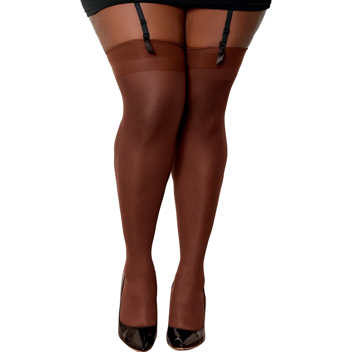 meias arrastão nylon café ligas altas tamanhos grandes costuras traseiras resistente elástico durável ajuste sensual modelagem - Image 2