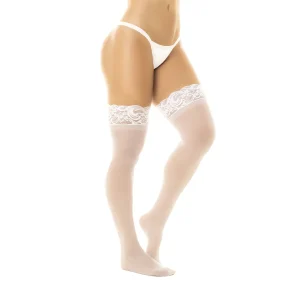 meias sexy brancas nylon autoadesivas faixa renda silicone internas antiderrapantes elastano confortaveis elegantes invisiveis fixacao durabilidade
