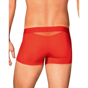 cueca boxer Boldero vermelho suculento corte masculino clássico confortável malha translúcida tentadora laterais traseira pingente prata chique poliamida elastano
