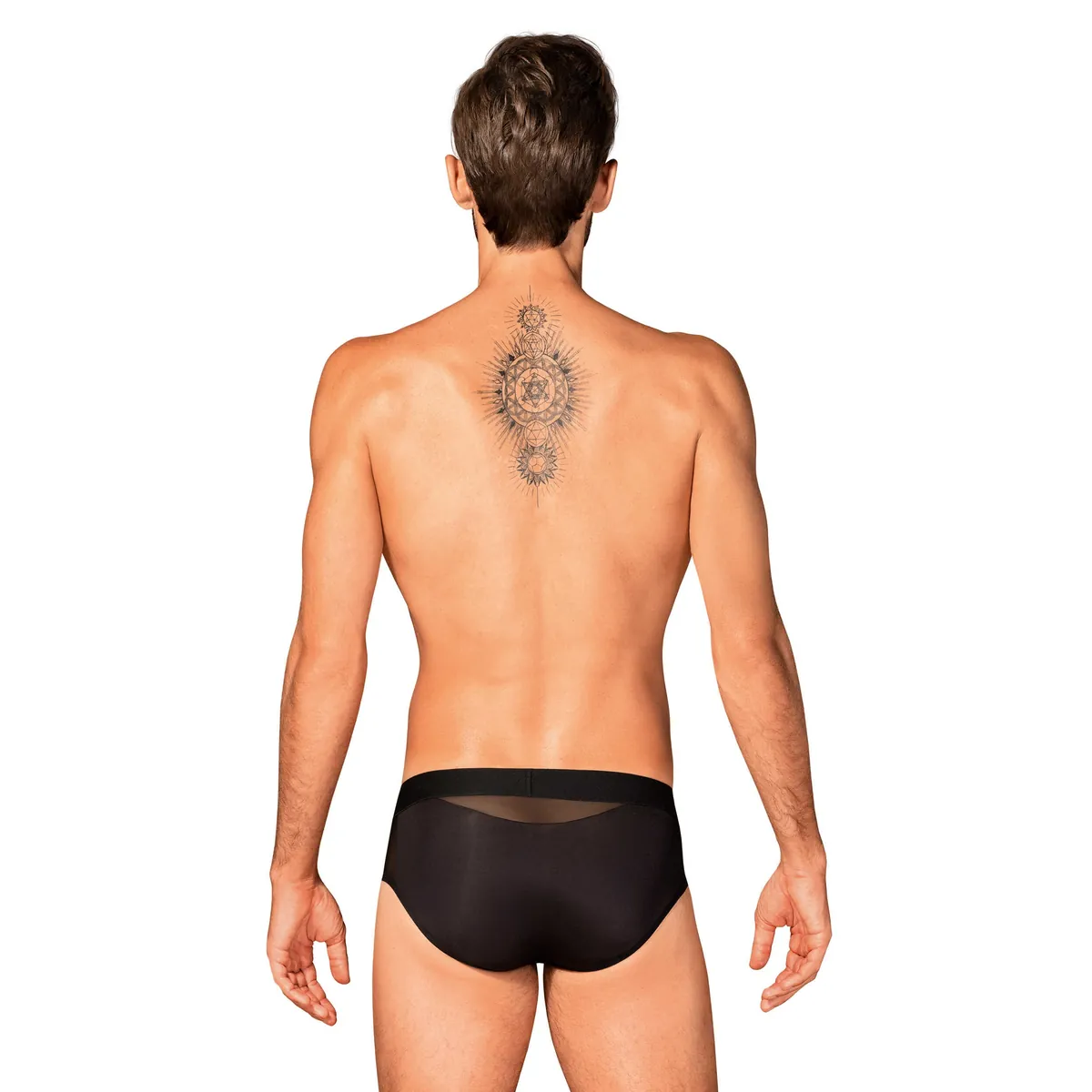 cueca masculina preta liso malha transparente corte sedutor confortável elegante sofisticada pingente prateado ajuste anatômico poliamida elastano respirável clássico sensual - Image 4