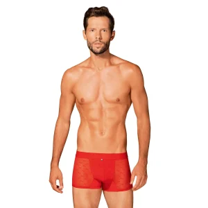 cueca masculina boxer vermelha translúcida sexy corte confortável movimento livre material flexível poliamida elastano logotipo frontal monograma moderno charme sedutor