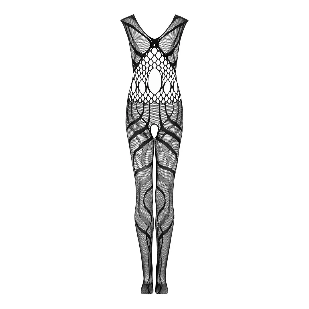 bodystocking G328 sensual provocante transparente malha delicada decote profundo busto sutil recortes cintura entrepernas aberto material flexível poliamida elastano - Image 9