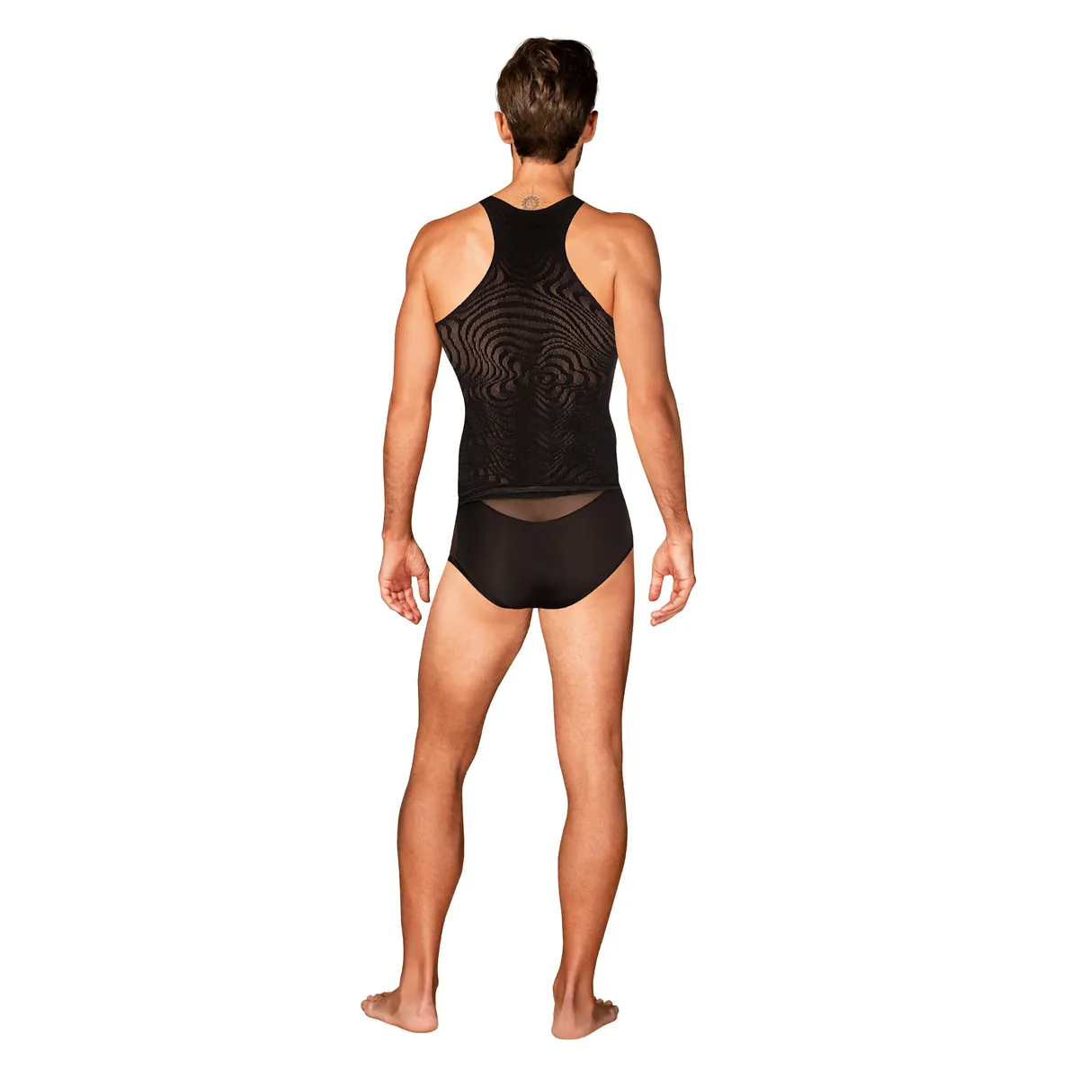 regata masculina preta sexy corte moderno ajustado tricô extremamente flexível conforto toque agradável padrões geométricos chamativo - Image 7