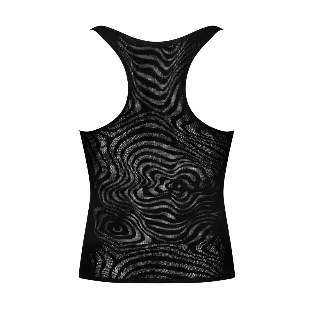 regata masculina preta sexy corte moderno ajustado tricô extremamente flexível conforto toque agradável padrões geométricos chamativo - Image 9