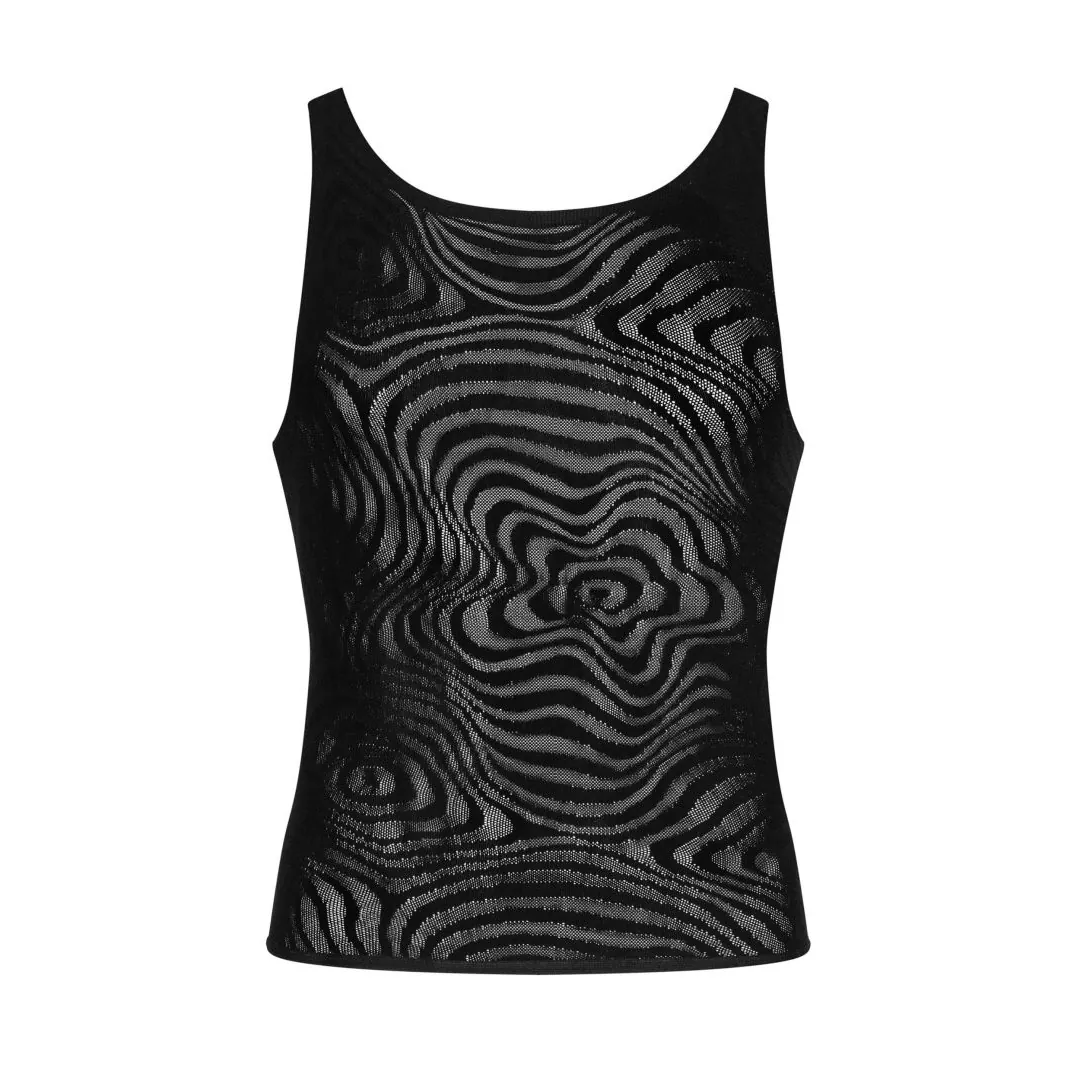 regata masculina preta sexy corte moderno ajustado tricô extremamente flexível conforto toque agradável padrões geométricos chamativo - Image 8