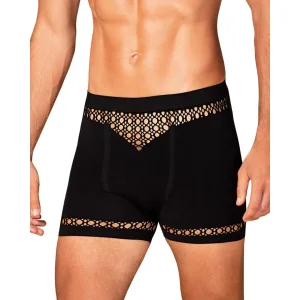 Cueca Boxer Masculino Preto M102 Corte Moderno Sexy Recortes Geométricos Atraentes Silhueta Destacada Material Flexível Toque Suave Nylon Elastano