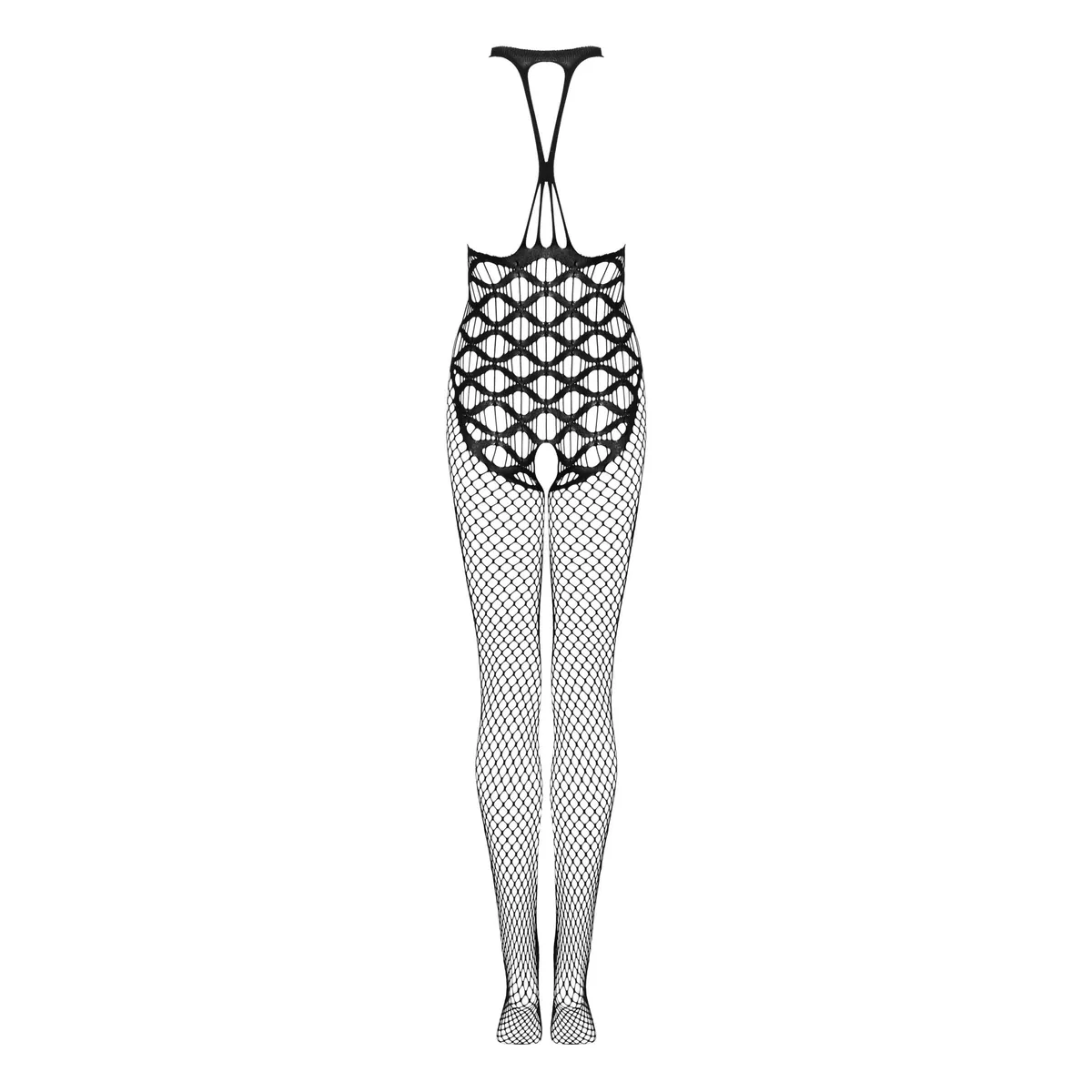 bodystocking preto sensual arrastão tricotado larga macio agradável nylon elastano tiras elásticas costas entrepernas aberto pernas destacadas sedutora feminilidade - Image 9