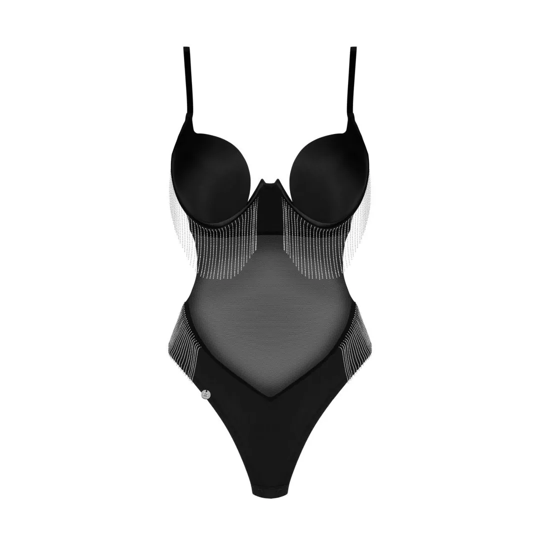 feminino sedutor único corajoso elegante sensual sexy decotado perolado pérolas prateadas body preto sutiã aro alças ajustáveis fecho costas confortável - Image 8