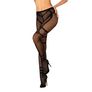 meia calça preta sexy corte aberto sedutor padrões cintos fivelas tecido muito elástico modelagem valorizadora silhueta ajuste corpo nylon elastano