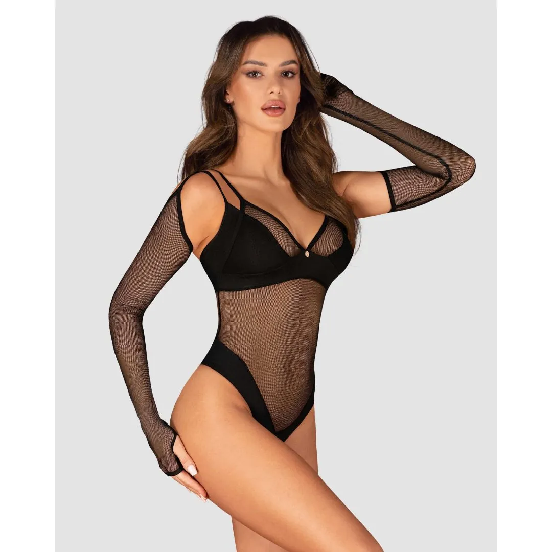 Luvas Pretas Sensuais Picantes Malha Transparente Chamativas Ajuste Universal Fixação Sutiãs Tecido Macias Confortáveis Modeladoras Poliamida Elastano - Image 6