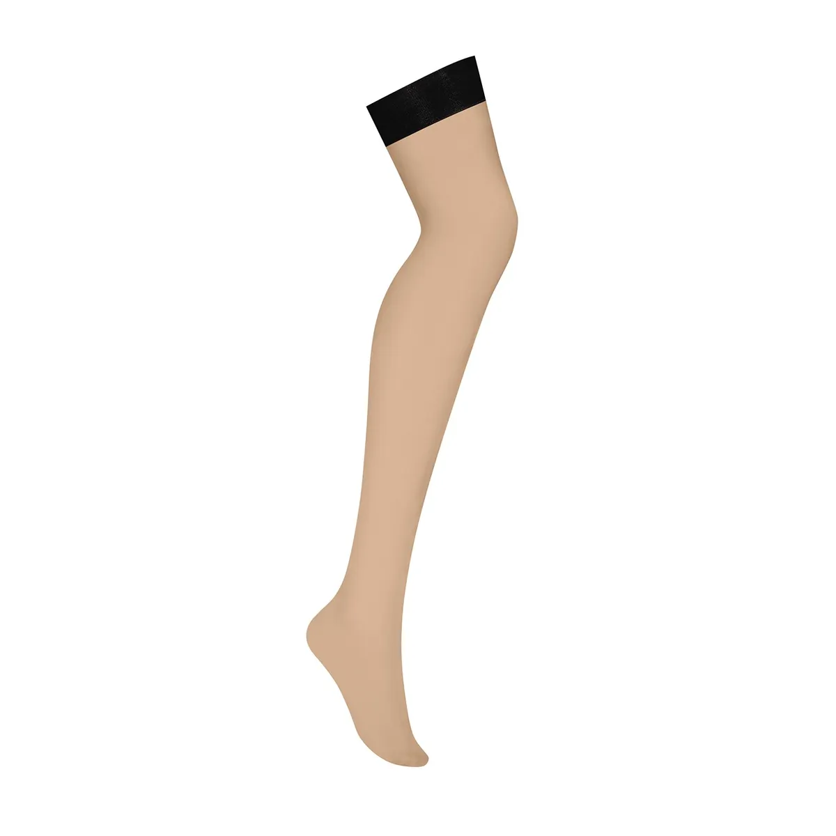 meias femininas elegantes sensuais rede bege malha ajustadas acabamento branco liso coxas destaque poliamida elastano - Image 4