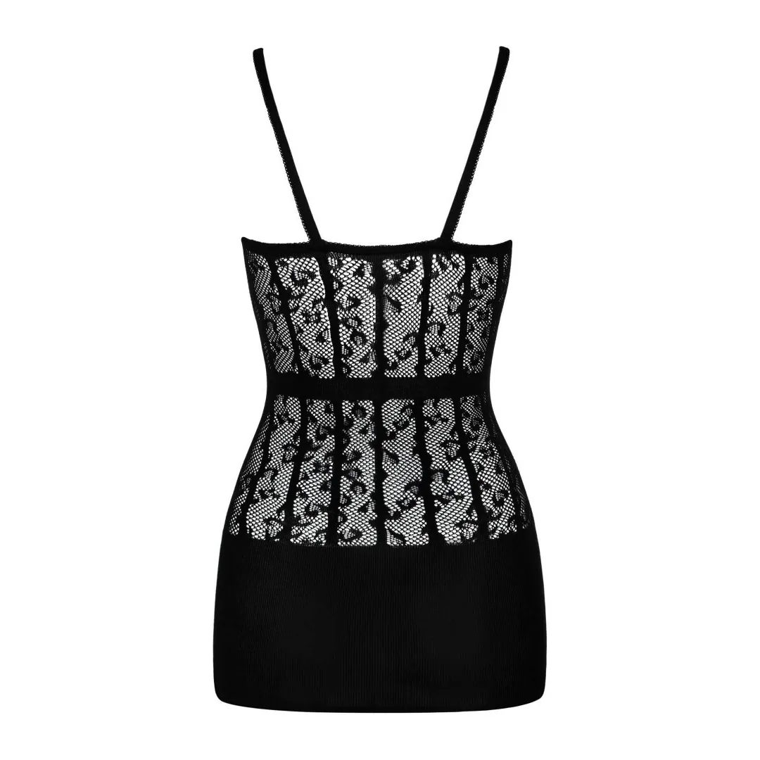 vestido curto preto sexy feminino justo elástico confortável floral vazado cinturado verticalizante modelador sensual sofisticado nylon elastano - Image 6