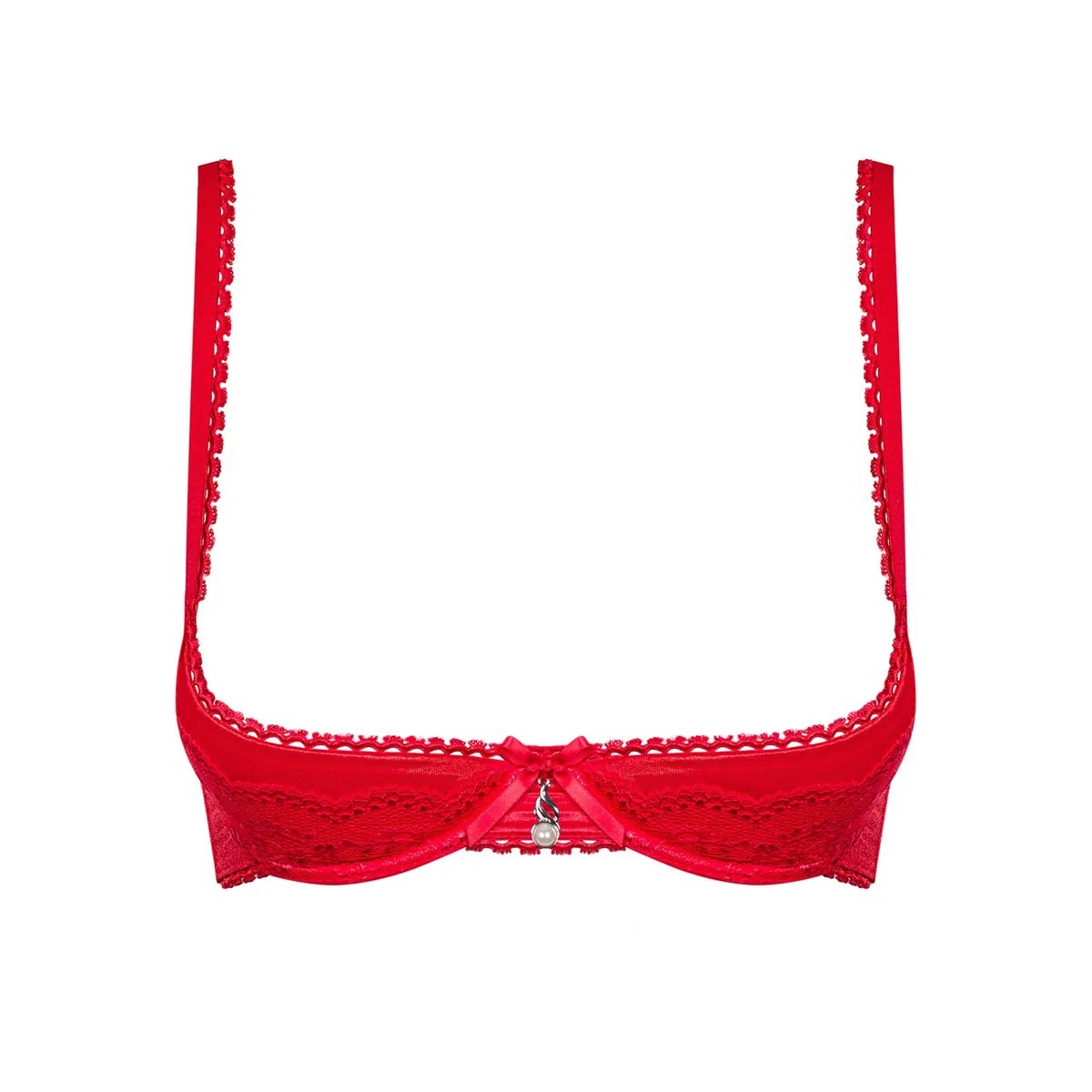 Sutiã Lovica Vermelho Renda Delicada Sensual Meia Taça Armações Copos Acolchoados Pérola Única Brilhante Flexível Ajustável Sedutor Sexy Confortável - Image 6