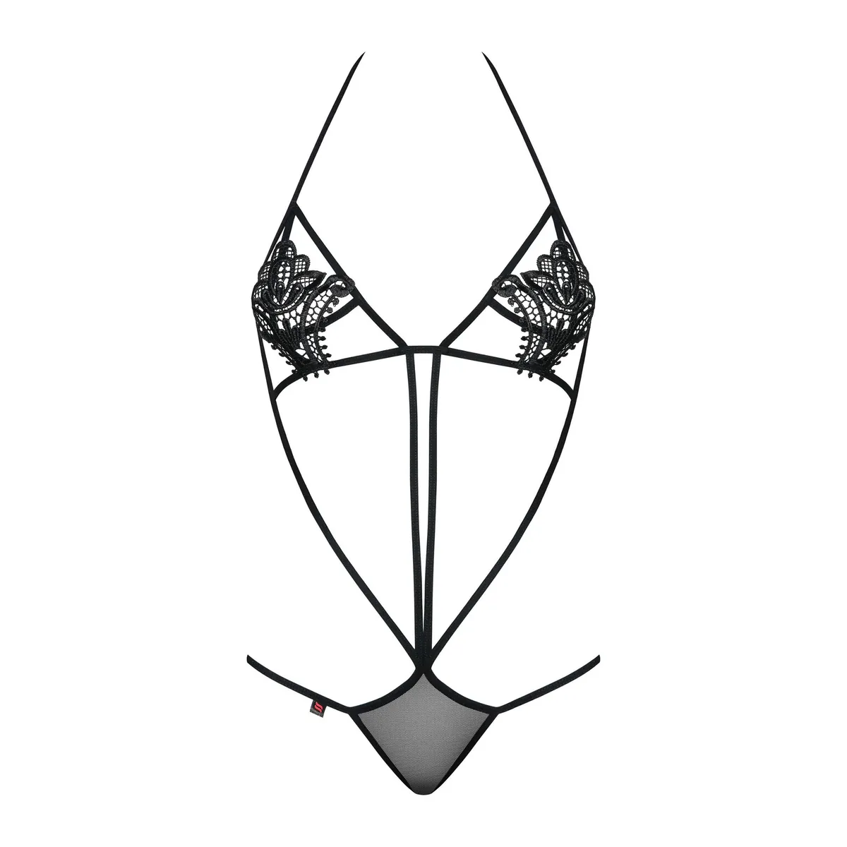 Body Preto Obsessive Ultrassexy Tiras Finas Reveladoras Curvas Bordado Floral Delicado Sensual Poliéster Elastano Transparente Íntimo - Image 5
