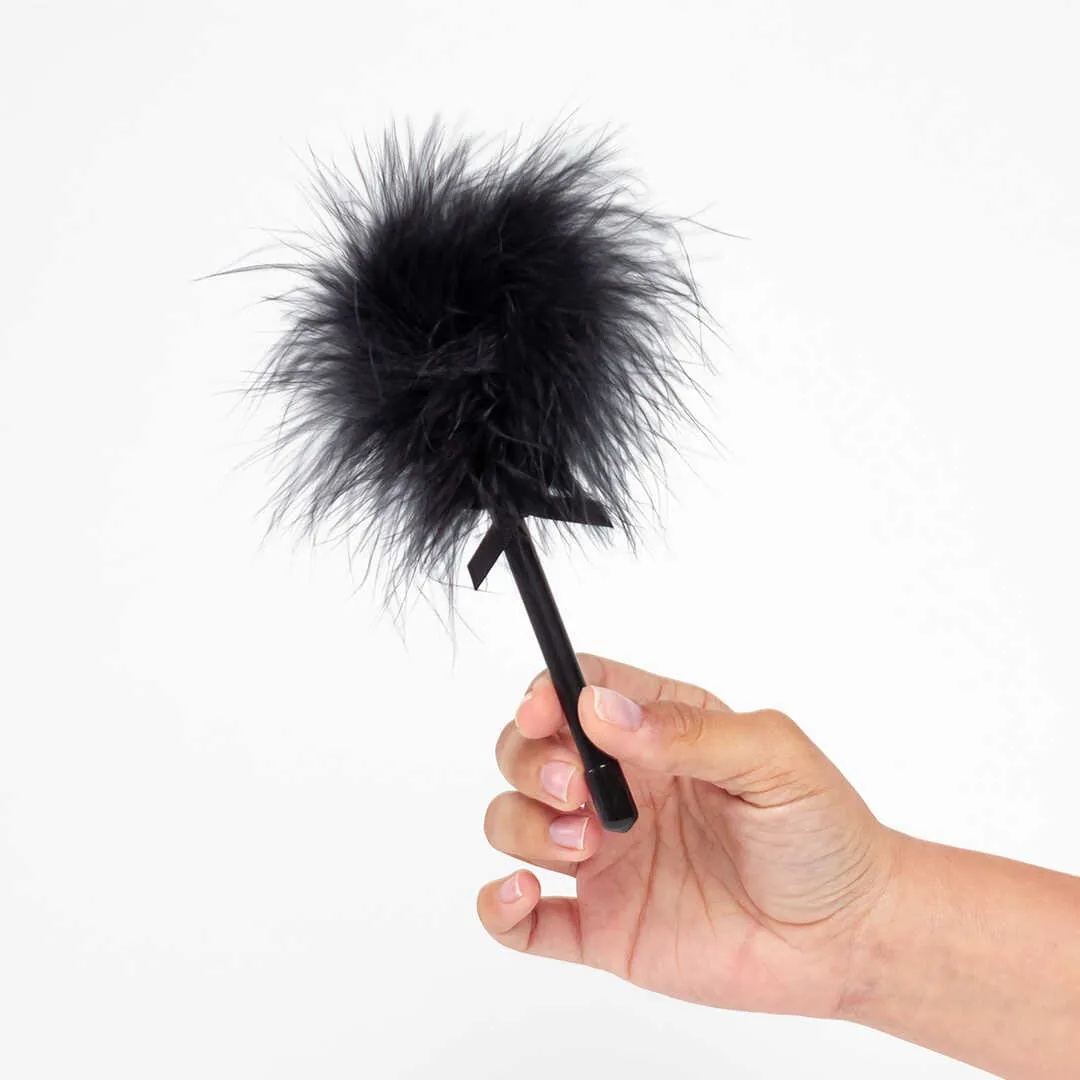 Mini espanador penas marabou preto sensual delicado portátil compacto haste resistente 8cm macias estimulador íntimo erótico presente