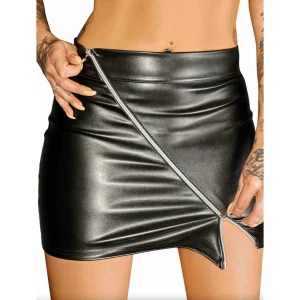 minissaia couro ecológico sintético fecho correr prateado dupla direção sexy justa curta ajustada feminina moderna noite festa urbana
