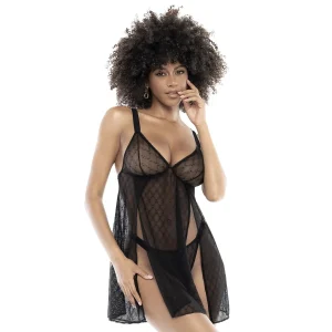camisola rede preta geométrica fina alças ajustáveis aberturas laterais duplas tanga combinando poliamida elastano transparente sensual leve praia