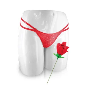 rosa artificial eterna presente original surpresa calcinha renda fina bordada elástica ajustável tamanho universal confortável sensual feminina elegante romântica