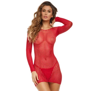 vestido rede fantasia vermelho nylon transparente sensual justo curto decotado alcinha elástico moderno festa praia lingerie