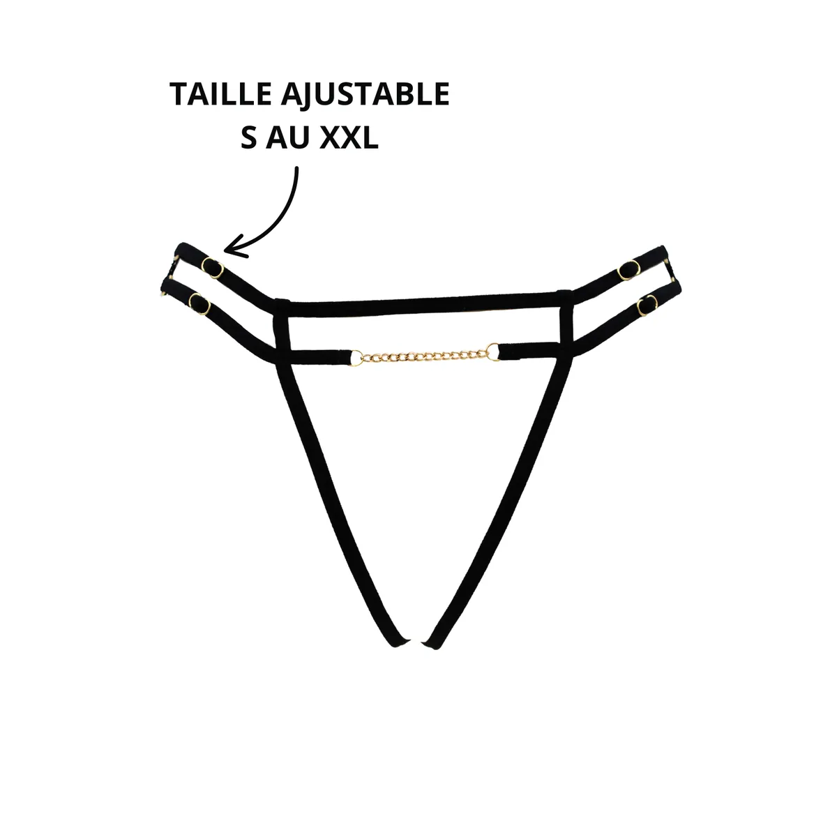 tanga preta renda refinada sensual corrente dourada joia colorida aleatória frontal cintilante abertura entreperna tiras ajustáveis argolas douradas - Image 9