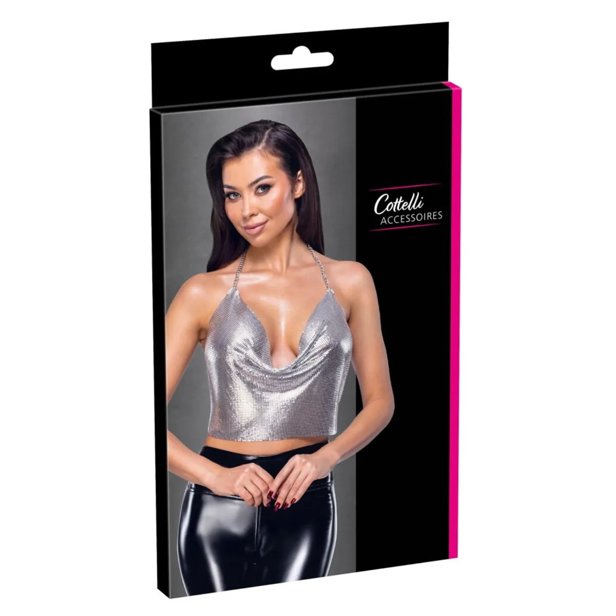 top metálico prateado iridescente flexível placas metal decote cascata profundo costas nuas correntes ajustáveis mosquetão sexy festa palco - Image 5