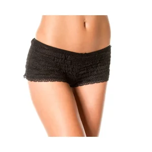 bermuda curta babados laço frontal poliéster elastano suave confortável leve modelagem ajustada cintura média acabamento delicada