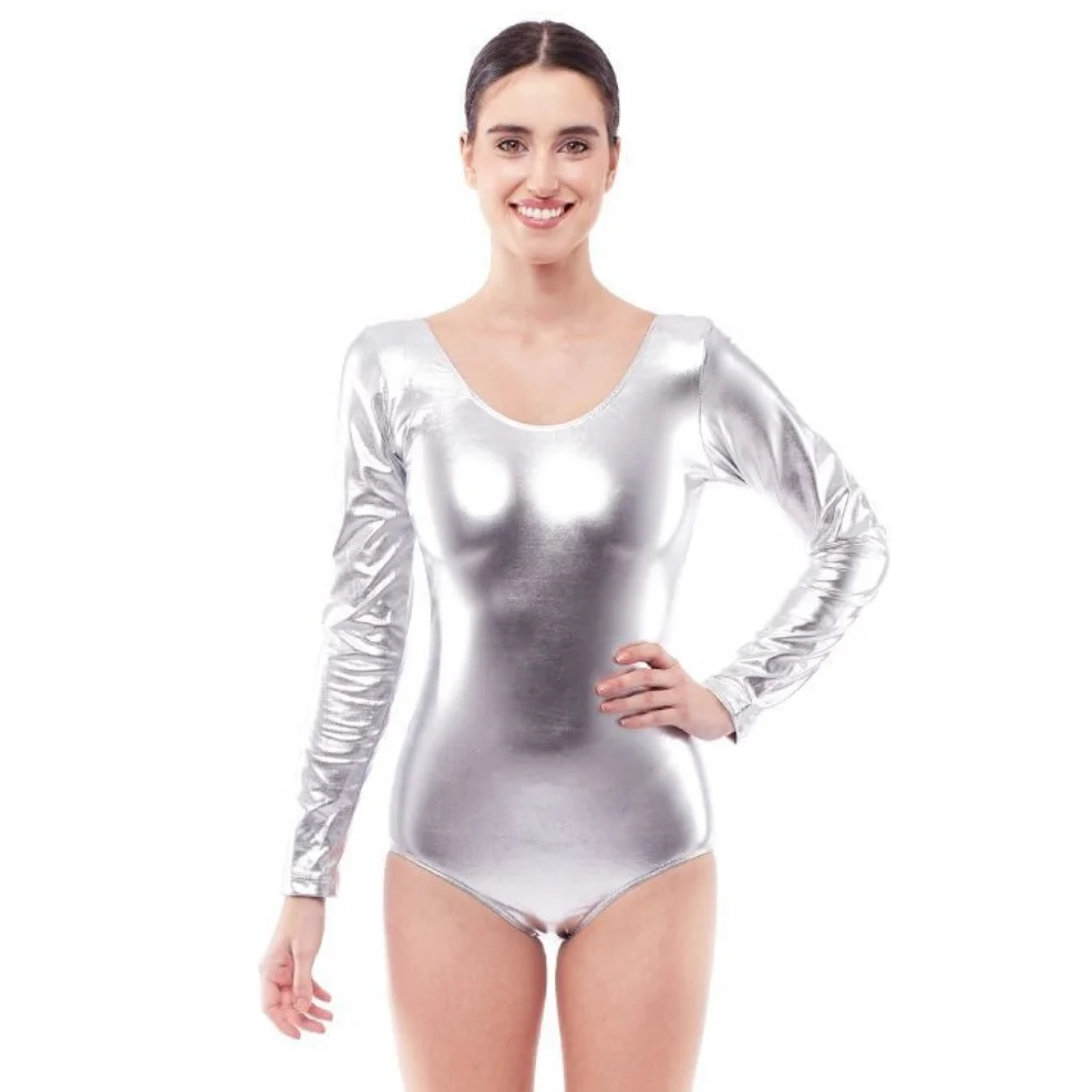 Body Prateado Metalizado para mulher
