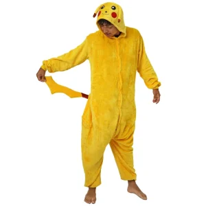 Fato de Pokémon Pika-chu Amarelo para adulto