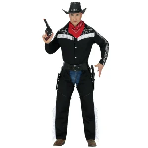 Fato de Cowboy Preto com Franjas para homem