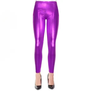 Leggings Metalizadas Violeta para Adulto