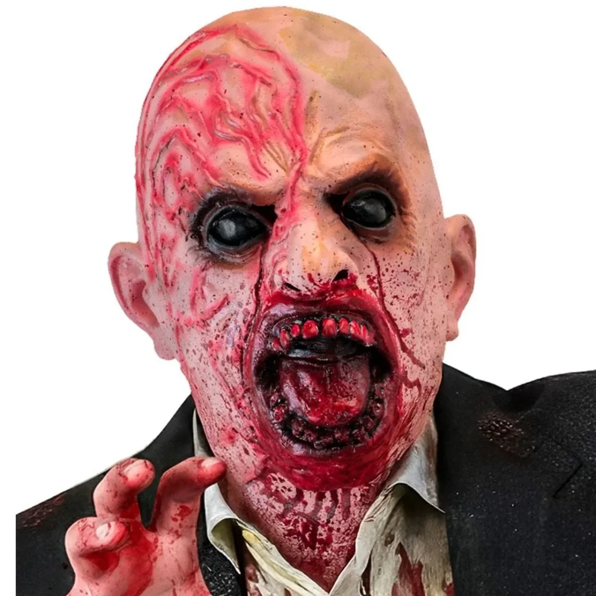 Máscara de látex de Zombie Sangrento com Pescoço - Image 4