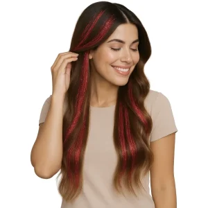 Pack de 3 Mechas Vermelhas Brilhantes