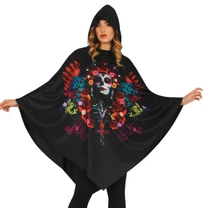 Poncho de Catrina com Flores para adulto