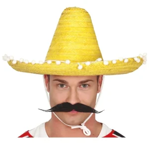Chapéu Mexicano Amarelo com Borlas